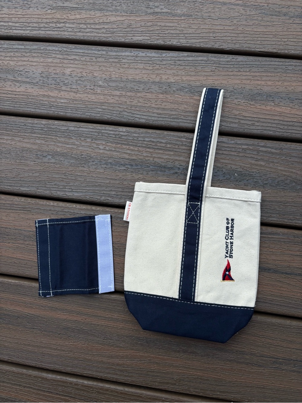 NEW CB Station Canvas Wine Tote Bag Yacht Club of Stone Harbor NJ